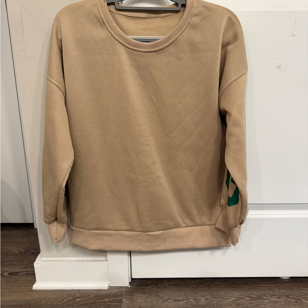 NYC Graphic Oversized Sweatshirt Beige College Style Crewneck